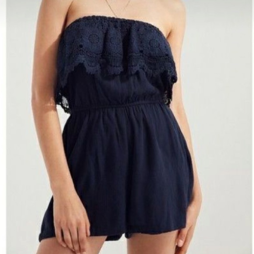 Ecote • UO • Navy Strapless Romper